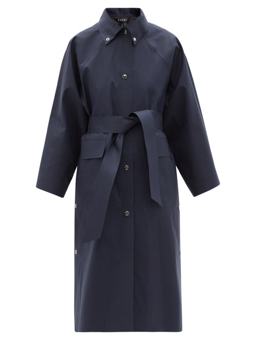 Kassl Editions - Press-stud Belted Cotton-blend Raincoat Navy