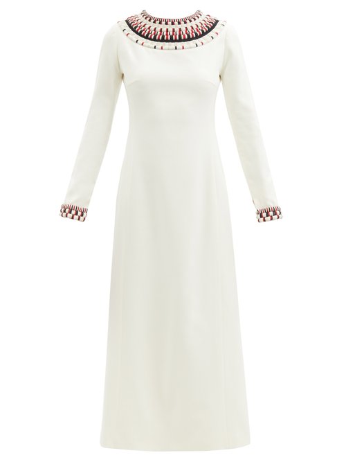 Buy Gabriela Hearst - Shane Beaded Silk-blend Cady Dress Ivory online - shop best Gabriela Hearst clothing sales