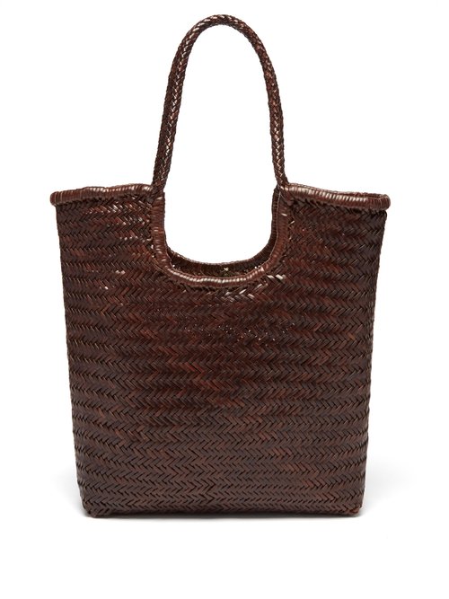Dragon Diffusion Triple Jump Woven-leather Basket Bag