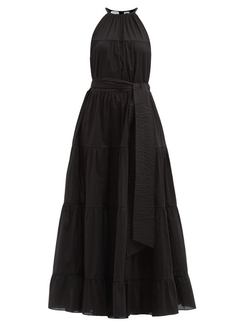 Rhode - Julia Tiered Halterneck Cotton Dress Black