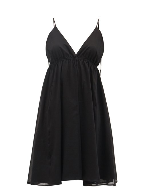 Loup Charmant - Oleta V-neck Cotton-voile Dress Black