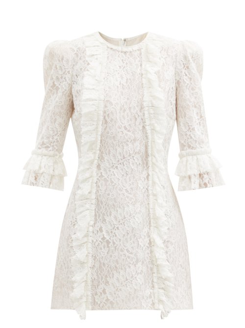 The Vampire's Wife - Anastasia Ruffled Leavers-lace Mini Dress Ivory