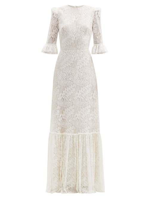 The Vampire's Wife - Aurora Floral Leavers-lace Dress Ivory