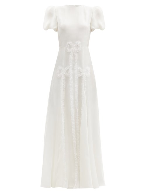 The Vampire's Wife - Giselle Ruffled Bow Silk-satin Gown Ivory