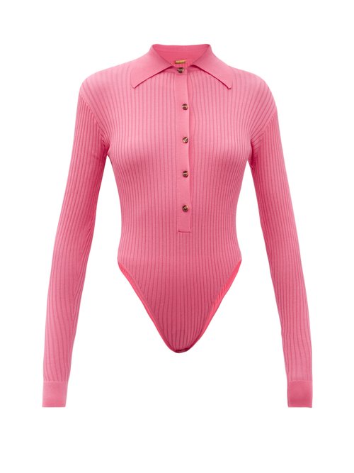 Buy Dodo Bar Or - Gabi Cutout-back Ribbed Bodysuit Pink online - shop best Dodo Bar Or 