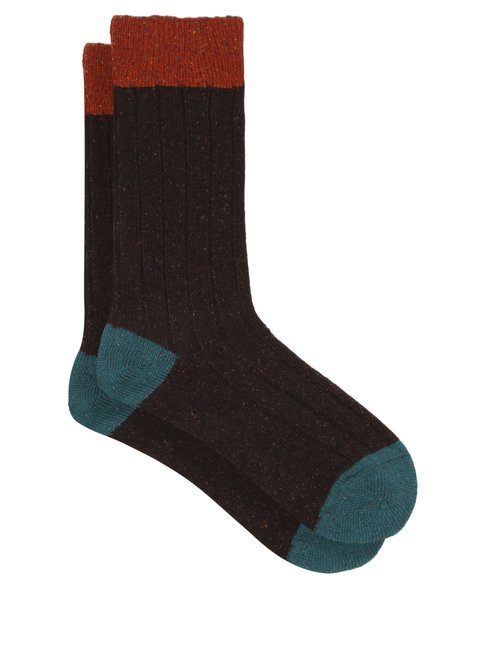 Pantherella - Thornham Ribbed Socks - Mens - Dark Brown