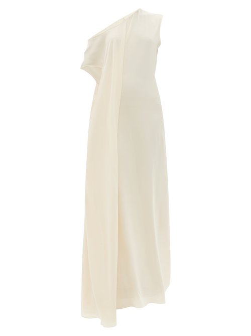 Buy Petar Petrov - Aman Asymmetric Silk-crepe Dress Ivory online - shop best Petar Petrov clothing sales