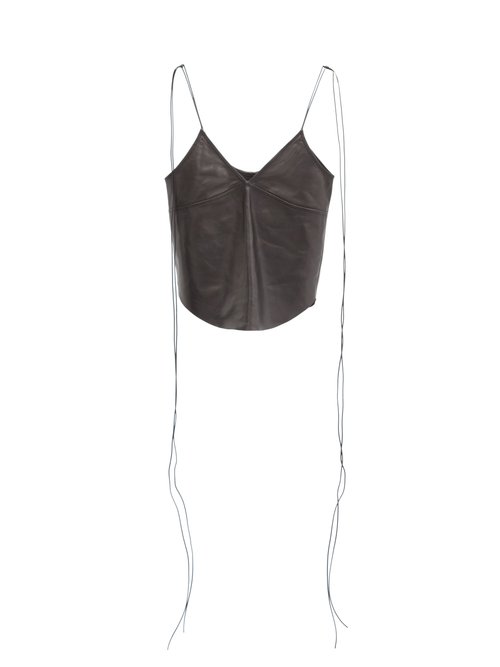 Petar Petrov - Colby Knotted-strap Leather Cami Top Black