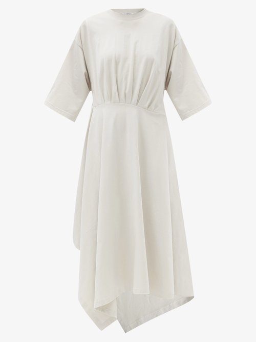 Balenciaga - Asymmetric-hem Washed Cotton-jersey T-shirt Dress Beige