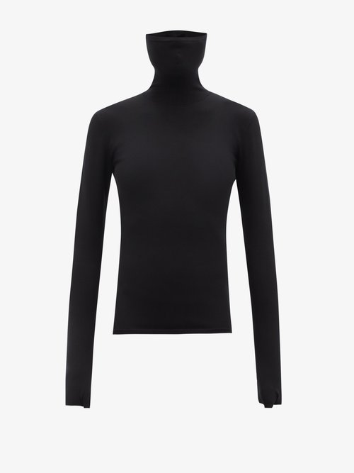 Balenciaga - Face-covered Jersey Roll-neck Top - Womens - Black