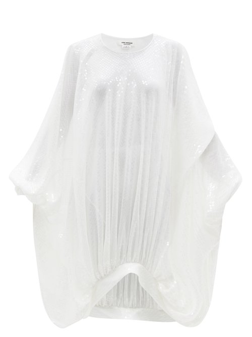 Junya Watanabe – Draped Sequin-embellished Voile Dress White
