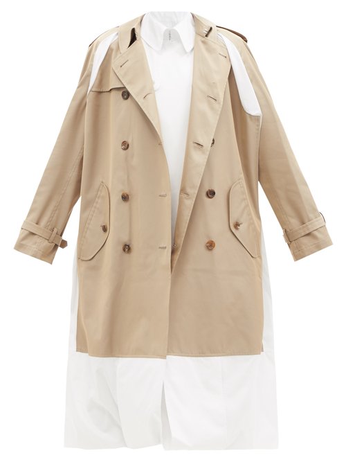Buy Junya Watanabe - Layered Cotton-twill Trench Coat Beige White online - shop best Junya Watanabe clothing sales