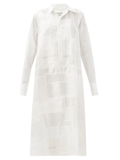 Junya Watanabe - Patchworked Ramie-blend Voile Shirt Dress White