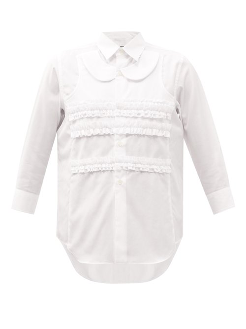 Comme Des Garçons Girl - Double-collar Ruffled Cotton-poplin Shirt White