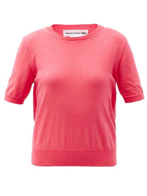 Comme Des Garçons Girl - Short-sleeved Cotton Sweater Pink