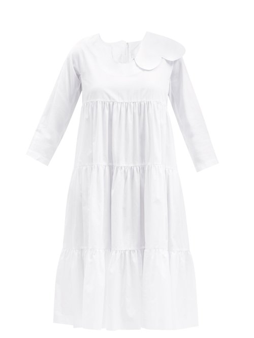 Comme Des Garçons Girl - Cut-out Panel Cotton-poplin Midi Dress White