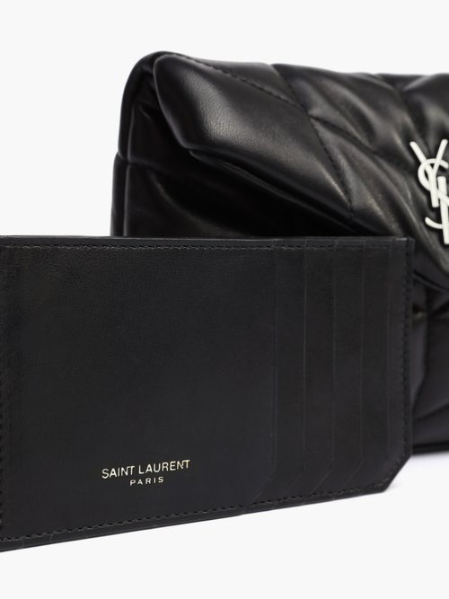 SAINT LAURENT Lambskin Monogram Loulou Puffer Pouch Clutch Black 681524