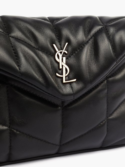 Saint Laurent Puffer Small Ysl Quilted Pouch Clutch Bag In Black