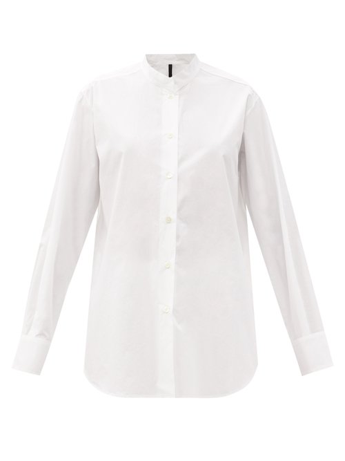 Sara Lanzi - Stand-collar Cotton-poplin Shirt White