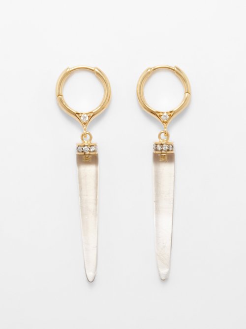 Noor Fares – Smokey Quartz, Diamond & 18kt Gold Earrings – Womens – Grey Multi