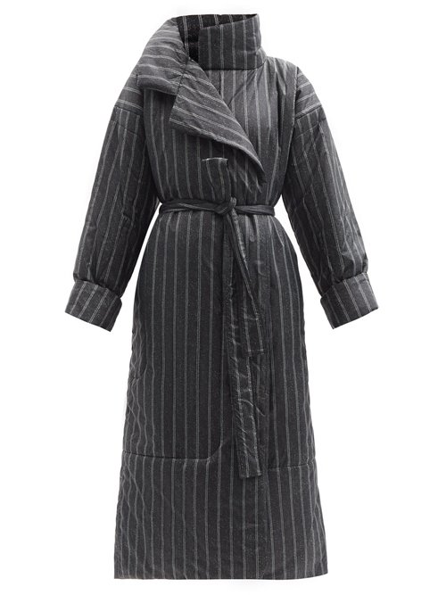 Norma Kamali – Sleeping Bag Striped Padded Coat Black