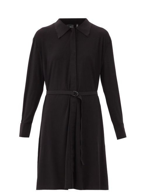 Buy Norma Kamali - Boyfriend Belted Jersey Shirt Dress Black online - shop best Norma Kamali clothing sales