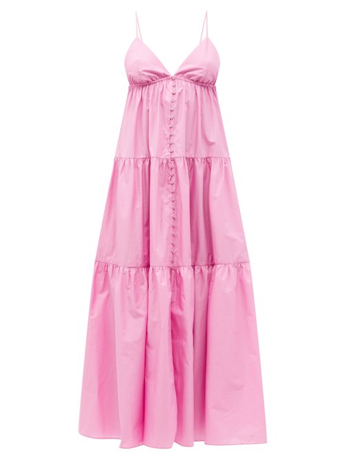 Matteau - The Triangle Tiered Organic-cotton Dress Pink