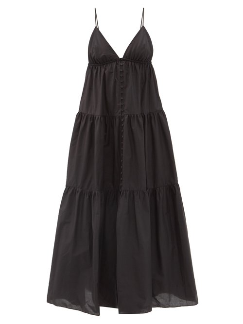 Matteau - The Triangle Tiered Organic-cotton Dress Black