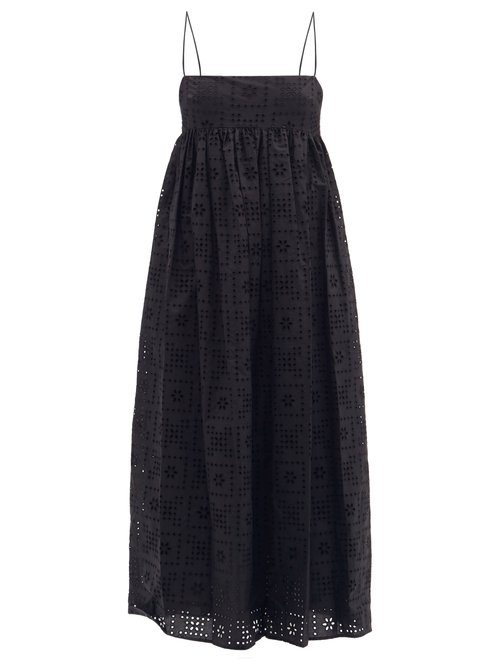 Matteau – Broderie-anglaise Organic-cotton Poplin Dress Black