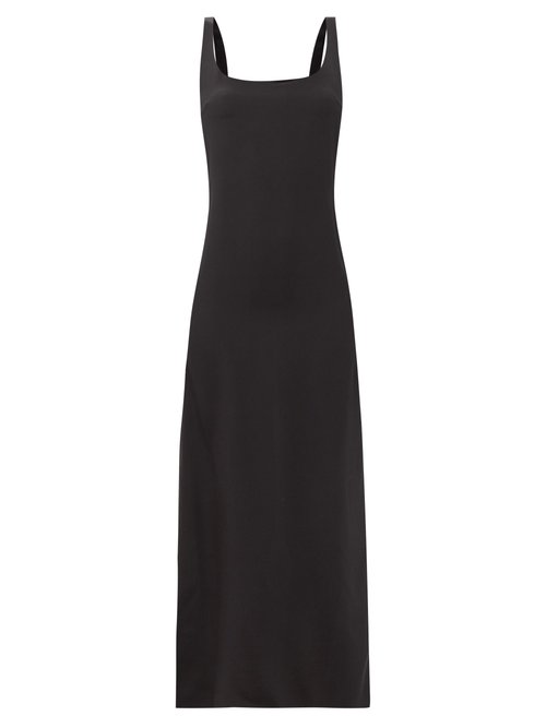Matteau - Square-neck Silk-charmeuse Slip Dress Black