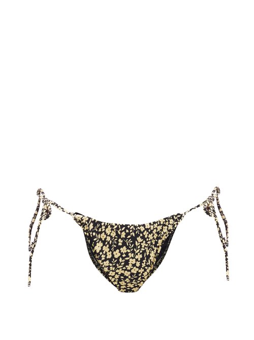 Matteau - The String Floral-print Low-rise Bikini Briefs Black Print Beachwear