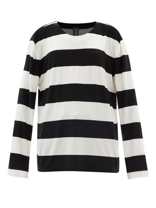 Norma Kamali - Striped Jersey Long-sleeved T-shirt Black Stripe