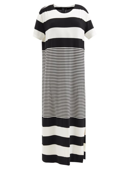 Norma Kamali - Round-neck Striped Jersey Dress Black Stripe