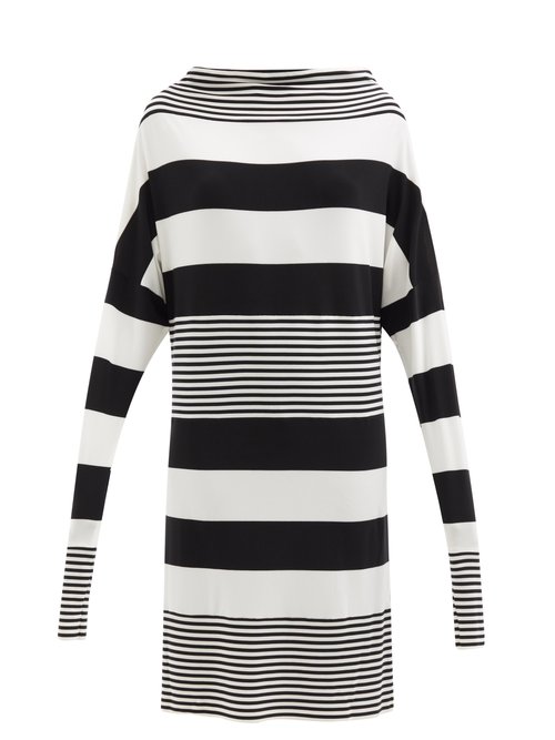 Norma Kamali - Spliced-stripe All-in-one Knitted Dress Black Stripe