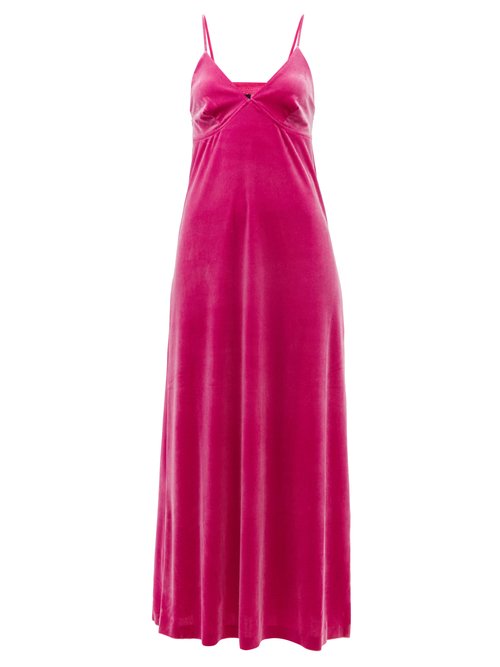 Norma Kamali - Velvet Midi Slip Dress Pink