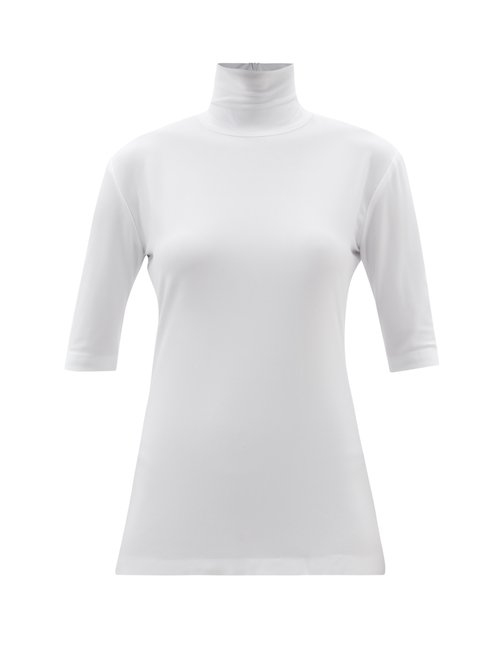 Norma Kamali - Turtle High-neck Jersey Top White