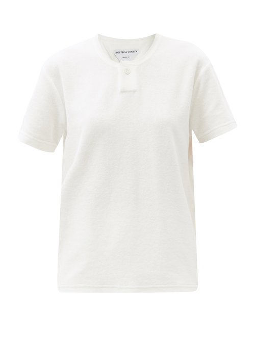 Bottega Veneta - Round-neck Cotton-blend Terry T-shirt Beige