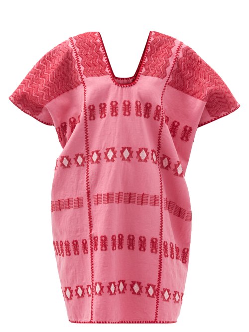 Pippa Holt - No.204 Embroidered Cotton Kaftan Pink Beachwear