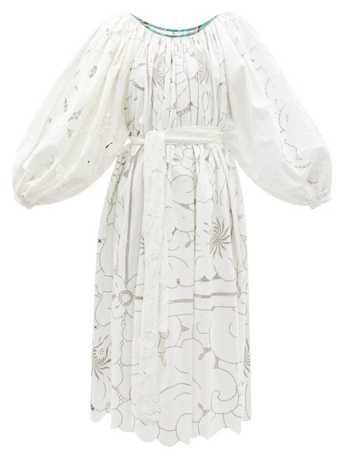 Buy Rianna + Nina - Kendima Embroidered-lace Cotton Midi Dress online - shop best Rianna + Nina clothing sales