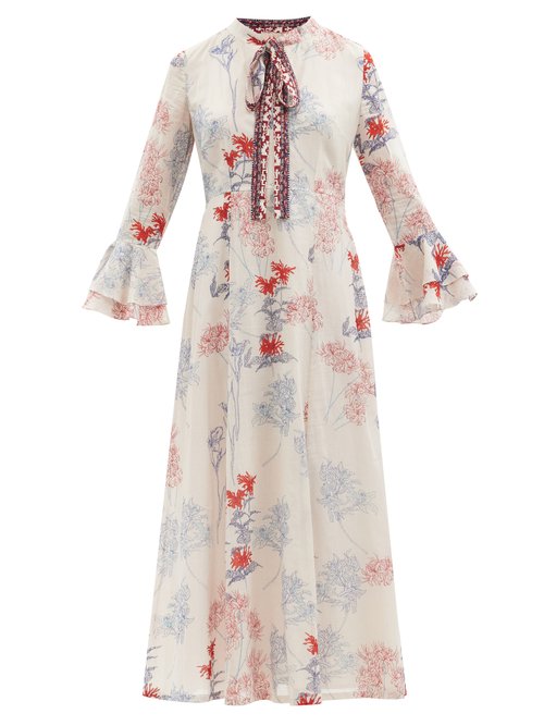 Le Sirenuse, Positano - Tracey Spring Flowers-print Cotton Dress White Print