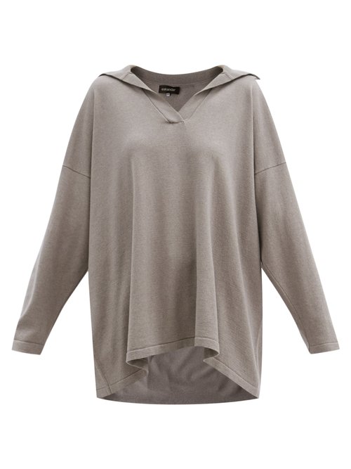 Eskandar – Collared Cashmere And Silk Sweater Mid Brown