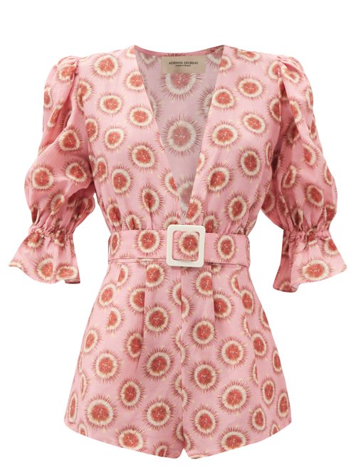 Adriana Degreas - Exotic Passion Belted Playsuit Pink Print