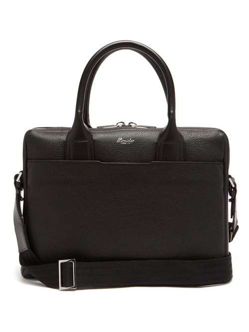 Pineider - Grained-leather Briefcase - Mens - Black