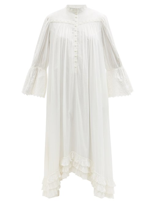 Mimi Prober - Bronte Lace-trimmed Organic-cotton Shirt Dress White