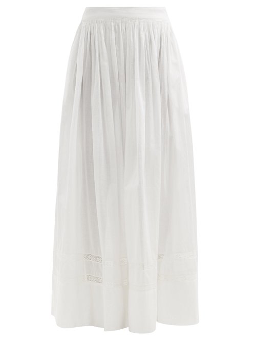 Mimi Prober - Salter Lace-trimmed Organic-cotton Maxi Skirt White Beachwear