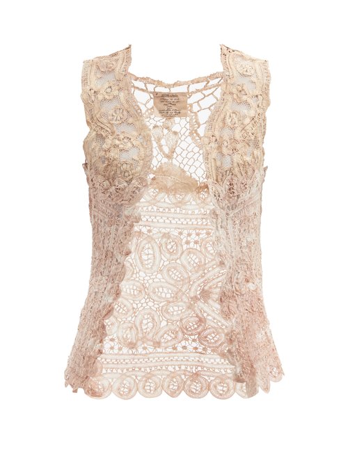 Mimi Prober - Antionette Upcycled Cotton-lace Top Light Pink