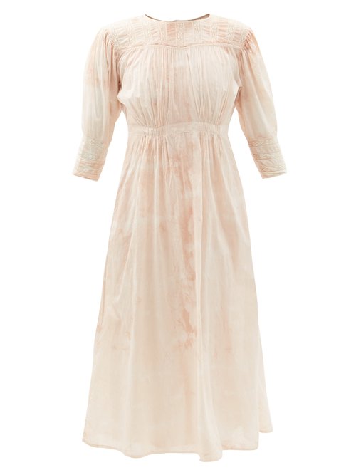 Mimi Prober - Georgia Lace-panelled Organic-cotton Voile Dress Light Pink