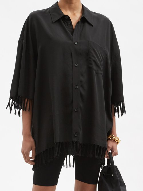 Balenciaga - Oversized Fringed Shirt Black