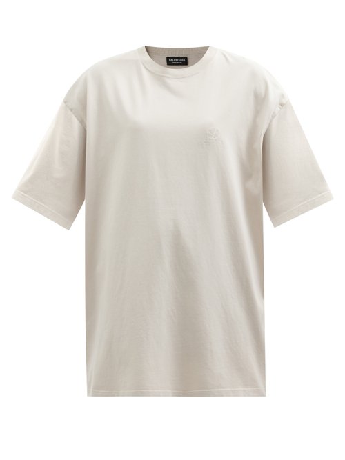 Balenciaga - Logo-print Cotton-jersey T-shirt Light Grey
