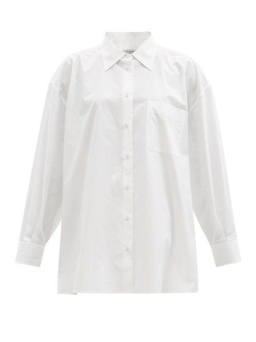 Valentino - Gathered Oversized Cotton-poplin Shirt White